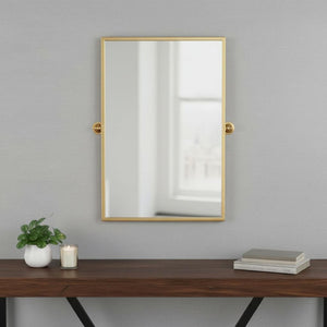 HomeRoots 36" Gold Metal Framed Accent Mirror – Modern Elegance for Entryways, Living Rooms, and Bedrooms 564459
