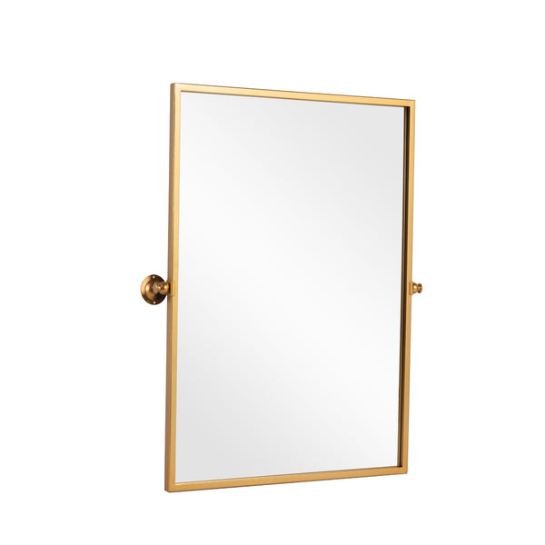 HomeRoots 36" Gold Metal Framed Accent Mirror – Modern Elegance for Entryways, Living Rooms, and Bedrooms 564459