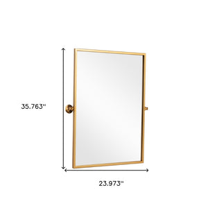 HomeRoots 36" Gold Metal Framed Accent Mirror – Modern Elegance for Entryways, Living Rooms, and Bedrooms 564459
