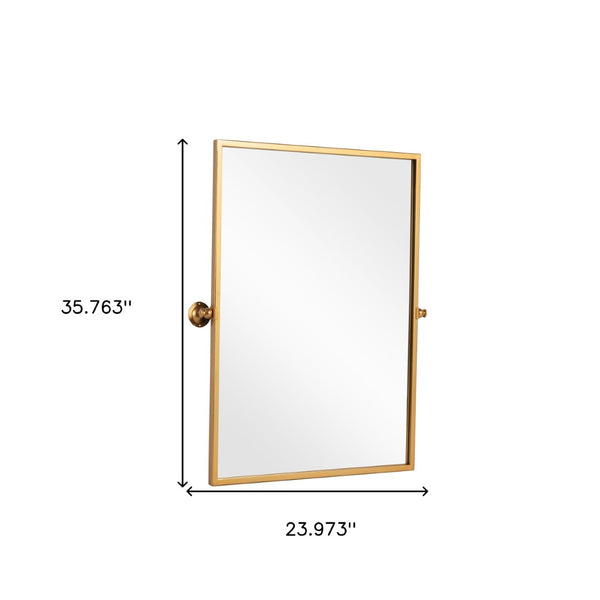 HomeRoots 36" Gold Metal Framed Accent Mirror – Modern Elegance for Entryways, Living Rooms, and Bedrooms 564459