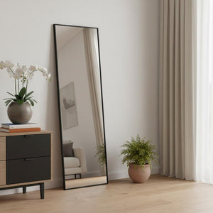 HomeRoots 71" Black Metal Full-Length Mirror - Sleek, Leaning Design for Modern Spaces & Timeless Style 564480