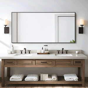 HomeRoots 71" Black Metal Full-Length Mirror - Sleek, Leaning Design for Modern Spaces & Timeless Style 564480
