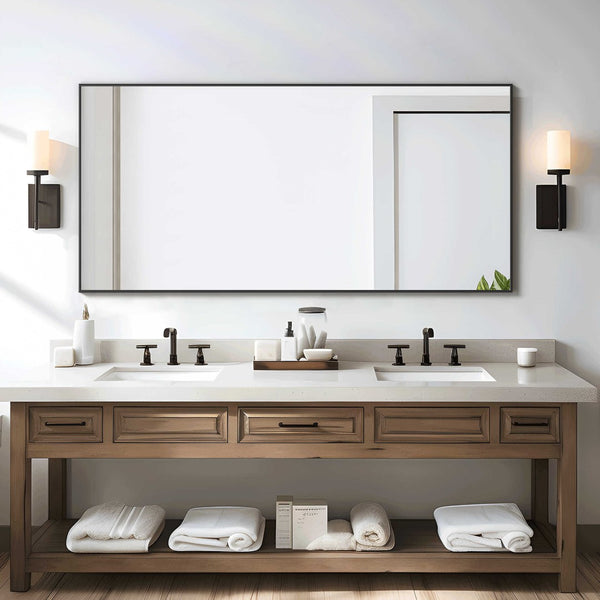 HomeRoots 71" Black Metal Full-Length Mirror - Sleek, Leaning Design for Modern Spaces & Timeless Style 564480