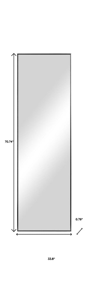 HomeRoots 71" Black Metal Full-Length Mirror - Sleek, Leaning Design for Modern Spaces & Timeless Style 564480