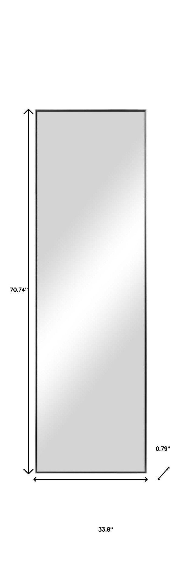 HomeRoots 71" Black Metal Full-Length Mirror - Sleek, Leaning Design for Modern Spaces & Timeless Style 564480
