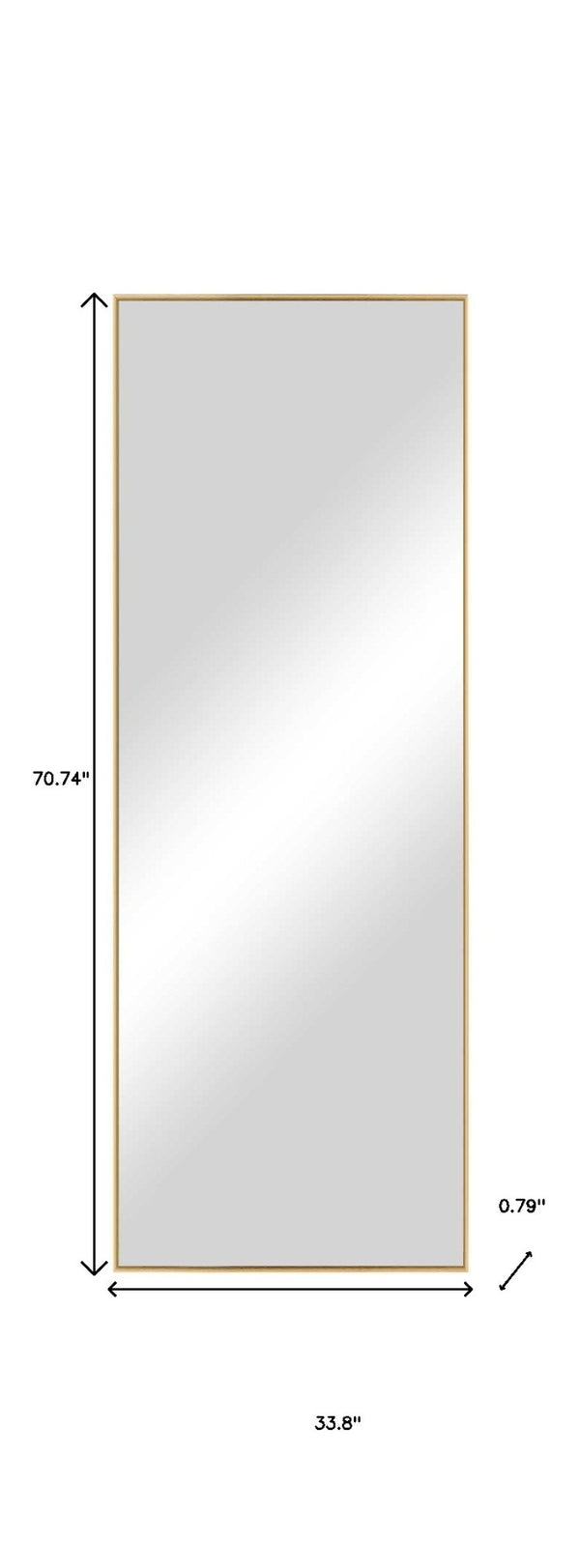 HomeRoots 71" Gold Metal Full-Length Mirror - Stylish Leaning Design for Bedroom, Entryway, and Dressing Areas 564481