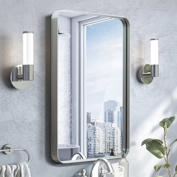 HomeRoots 50" Sleek Silver Metal Leaning Accent Mirror - Full-Length Reflection for Modern Home Décor 564484