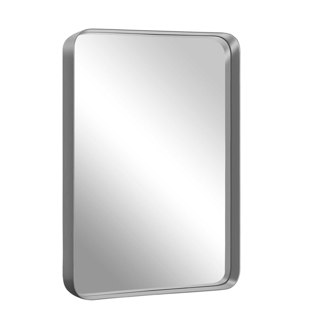HomeRoots 50" Sleek Silver Metal Leaning Accent Mirror - Full-Length Reflection for Modern Home Décor 564484