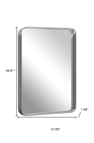 HomeRoots 50" Sleek Silver Metal Leaning Accent Mirror - Full-Length Reflection for Modern Home Décor 564484