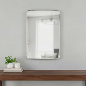HomeRoots 50" Sleek Silver Metal Leaning Accent Mirror - Full-Length Reflection for Modern Home Décor 564484