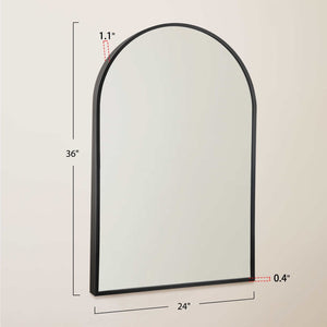HomeRoots 36" Black Metal Arch Accent Mirror - Stylish, Durable Design for Modern Entryways & Living Spaces 564485