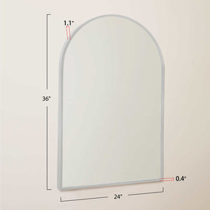 HomeRoots 36" Sleek Silver Metal Arch Accent Mirror - Modern Design for Brightening Any Space Effortlessly 564487