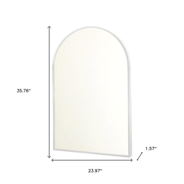 HomeRoots 36" Sleek Silver Metal Arch Accent Mirror - Modern Design for Brightening Any Space Effortlessly 564487