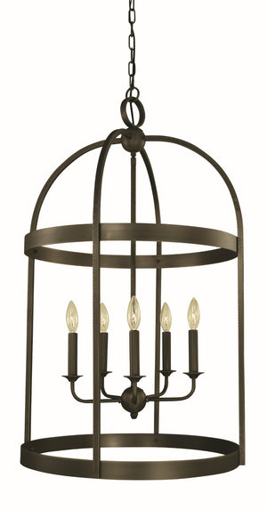 Framburg 5-light Open Cage Foyer Chandelier With Hammered Square Tubing And Elegant Smooth Rings Design Iron Metal 5645 Iron