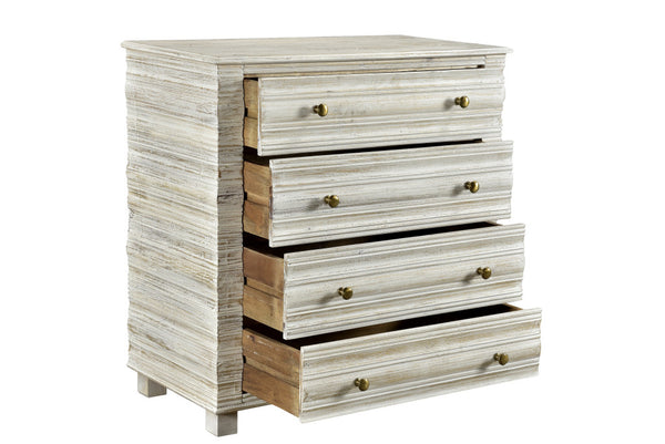 Homeroots 36" White Solid Wood Four Drawer Standard Chest  Solid Wood 564521