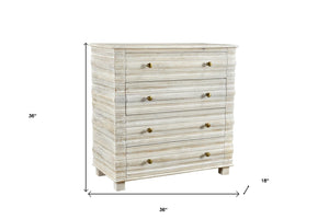 Homeroots 36" White Solid Wood Four Drawer Standard Chest  Solid Wood 564521
