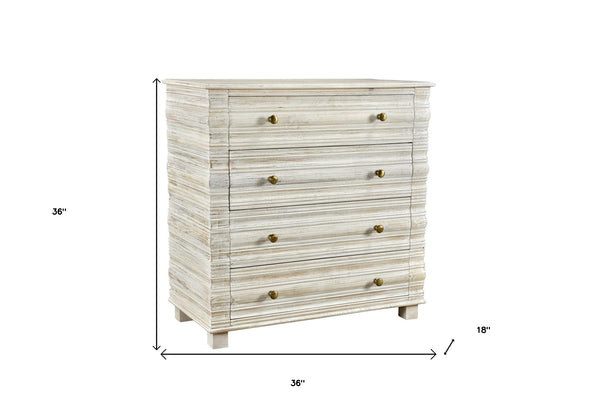 Homeroots 36" White Solid Wood Four Drawer Standard Chest  Solid Wood 564521