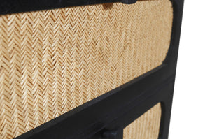 Homeroots 56" Black And Natural Rattan Double Dresser - Stylish Six Drawer Storage For A Chic Bedroom Makeover  Rattan,Solid Wood 564522