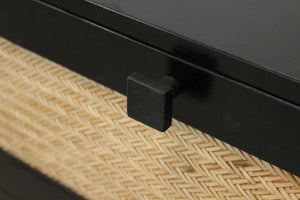 Homeroots 56" Black And Natural Rattan Double Dresser - Stylish Six Drawer Storage For A Chic Bedroom Makeover  Rattan,Solid Wood 564522