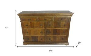 Homeroots 60" Brown Solid Wood Nine Drawer Double Dresser – Stylish Storage Solution For Your Bedroom Bliss!  Reclaimed Wood 564523