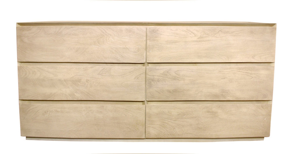 HomeRoots 72" Solid Mango Wood Double Dresser with Rustic Charm, Six Drawers & Ample Storage for Bedrooms 564524