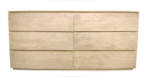 HomeRoots 72" Solid Mango Wood Double Dresser with Rustic Charm, Six Drawers & Ample Storage for Bedrooms 564524