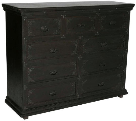 Homeroots 60" Dark Brown Carved Scrollwork Solid Wood Double Dresser With Nine Spacious Easy-open Drawers  Solid Wood 564526