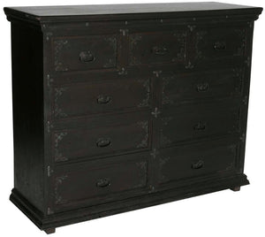 Homeroots 60" Dark Brown Carved Scrollwork Solid Wood Double Dresser With Nine Spacious Easy-open Drawers  Solid Wood 564526