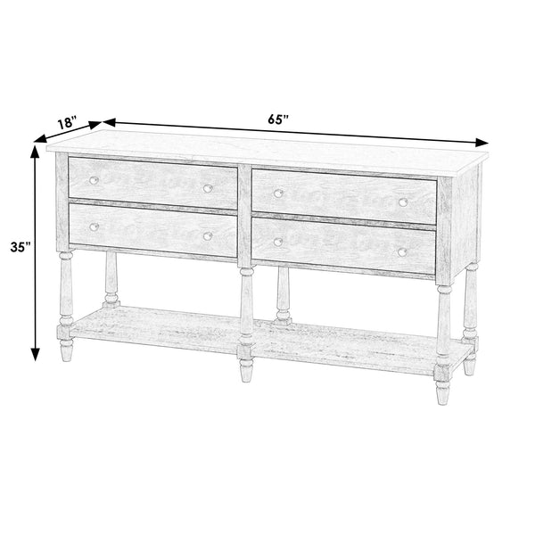 Butler Specialty Danielle Marble 4 Drawer Sideboard: Elegant Farmhouse Design With Ample Storage For Your Home Gray Genuine Marble,Mahogany Wood,Mdf,Mindi Veneer 5645329-butler