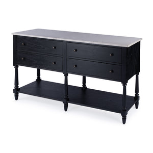 Butler Specialty Danielle Marble 4 Drawer Sideboard: Elegant Farmhouse Design With Ample Storage For Your Home Black Marble,Mahogany Wood,Mdf 5645432-butler