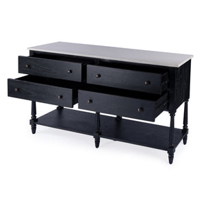 Butler Specialty Danielle Marble 4 Drawer Sideboard: Elegant Farmhouse Design With Ample Storage For Your Home Black Marble,Mahogany Wood,Mdf 5645432-butler