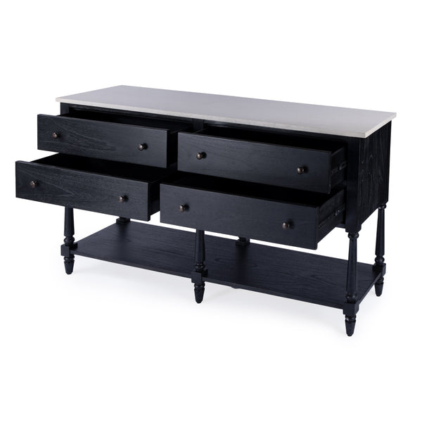 Butler Specialty Danielle Marble 4 Drawer Sideboard: Elegant Farmhouse Design With Ample Storage For Your Home Black Marble,Mahogany Wood,Mdf 5645432-butler