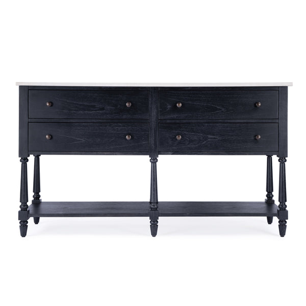 Butler Specialty Danielle Marble 4 Drawer Sideboard: Elegant Farmhouse Design With Ample Storage For Your Home Black Marble,Mahogany Wood,Mdf 5645432-butler