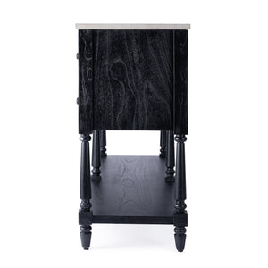 Butler Specialty Danielle Marble 4 Drawer Sideboard: Elegant Farmhouse Design With Ample Storage For Your Home Black Marble,Mahogany Wood,Mdf 5645432-butler