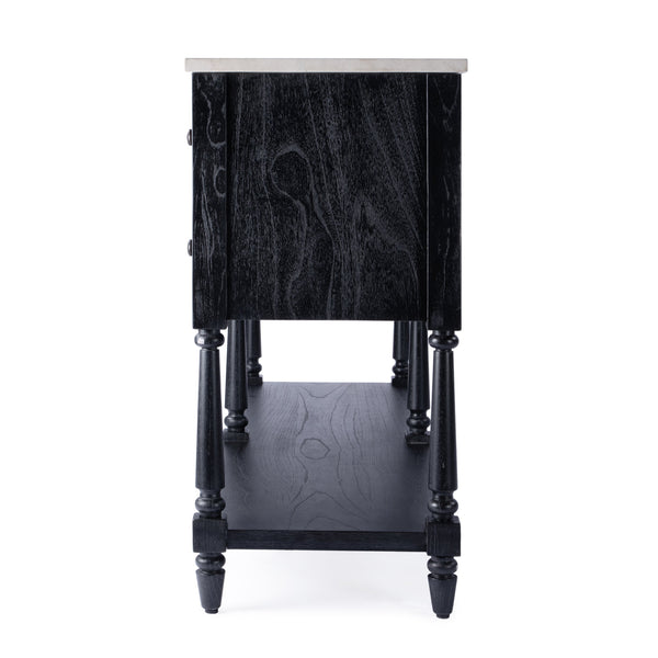 Butler Specialty Danielle Marble 4 Drawer Sideboard: Elegant Farmhouse Design With Ample Storage For Your Home Black Marble,Mahogany Wood,Mdf 5645432-butler