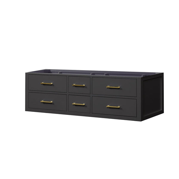 English Elm Black Double Bath Vanity - 60" W X 22" D, Midcentury Modern Design With Soft-Close Drawers & Storage B2731P258029
