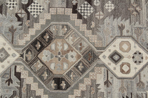 Homeroots 8' X 11' Natural Wool Southwestern Hand Tufted Non Skid Area Rug  Wool 564606