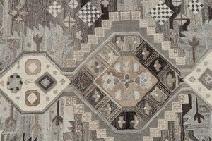 Homeroots 8' X 11' Natural Wool Southwestern Hand Tufted Non Skid Area Rug  Wool 564606