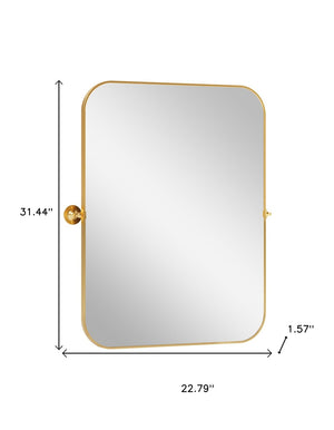 HomeRoots 31" Gold Metal Framed Standing Mirror - Elegant Full-Length Design for Bedrooms, Hallways & More! 564610