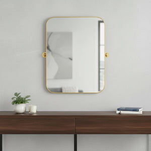 HomeRoots 31" Gold Metal Framed Standing Mirror - Elegant Full-Length Design for Bedrooms, Hallways & More! 564610