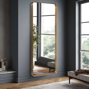 HomeRoots 71" Gold Metal Framed Full Length Mirror - Modern Elegance for Brightening Any Room's Style 564614