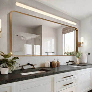 HomeRoots 71" Gold Metal Framed Full Length Mirror - Modern Elegance for Brightening Any Room's Style 564614