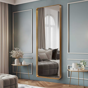 HomeRoots 71" Gold Metal Framed Full Length Mirror - Modern Elegance for Brightening Any Room's Style 564614