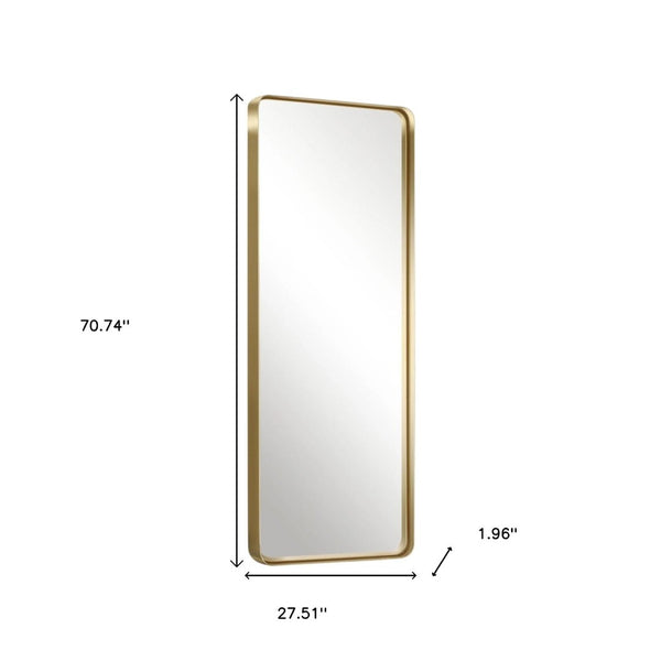 HomeRoots 71" Gold Metal Framed Full Length Mirror - Modern Elegance for Brightening Any Room's Style 564614