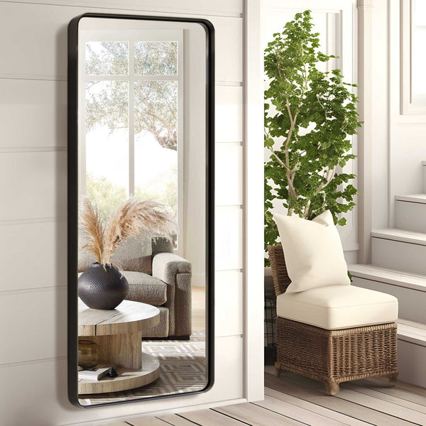 HomeRoots 71" Black Metal Framed Full Length Mirror – Sleek, Modern, and Versatile for Any Room's Elegance! 564615