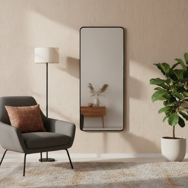 HomeRoots 71" Black Metal Framed Full Length Mirror – Sleek, Modern, and Versatile for Any Room's Elegance! 564615