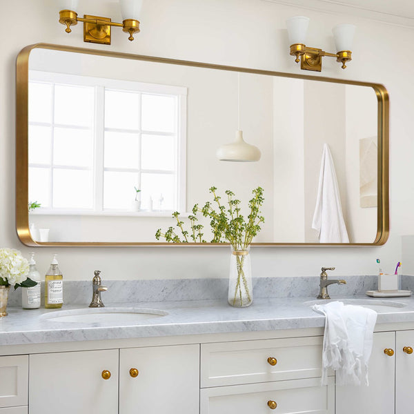 HomeRoots 71" Gold Metal Framed Full-Length Mirror - Elegant Wall-Mounted Design for Modern and Classic Interiors 564616