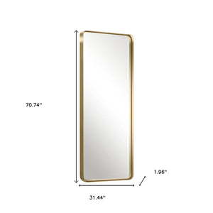 HomeRoots 71" Gold Metal Framed Full-Length Mirror - Elegant Wall-Mounted Design for Modern and Classic Interiors 564616