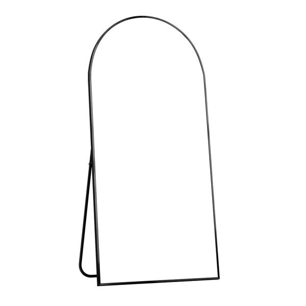HomeRoots 71" Elegant Black Metal Arched Full-Length Mirror - Freestanding, Premium Glass for Stylish Spaces 564618