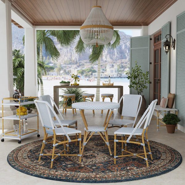 Butler Specialty Tobias Outdoor Round Rattan Bistro Table - Stylish And Weather-resistant For Elegant Patio Dining Blue Aluminum,Polyurethane Synthetic (Pe) Rattan 5646194-butler